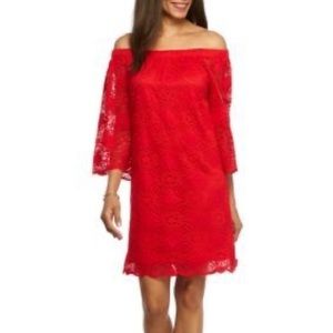 Tiana B Off The Shoulder Red Lace Dress Size 10